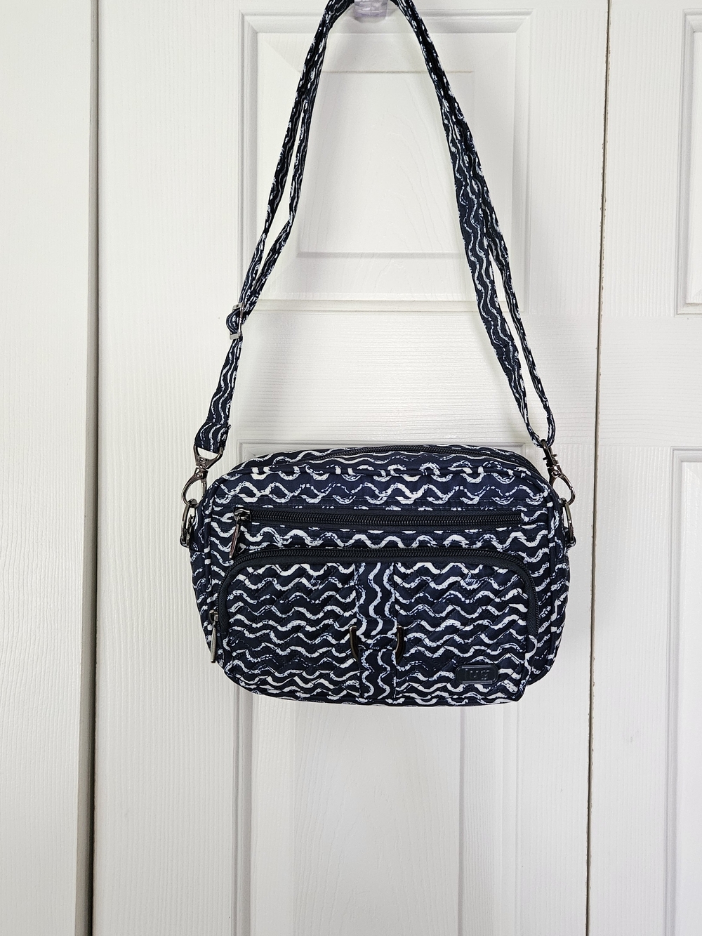 lug Carousel Navy and White Wave  Crossbody Bag